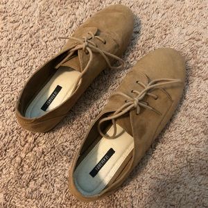 Forever21 Tan Flat Tie Shoes